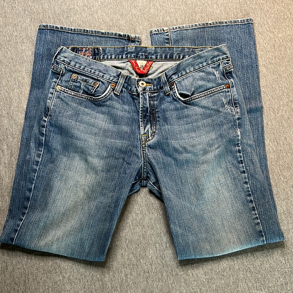 Vintage Lucky Brand USA Blue Denim Jeans Flair Leg Sweet n Low 14 30